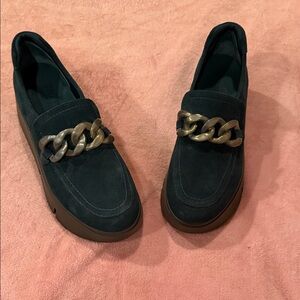 Naked Feet Dark Loafers with Bronze Chain